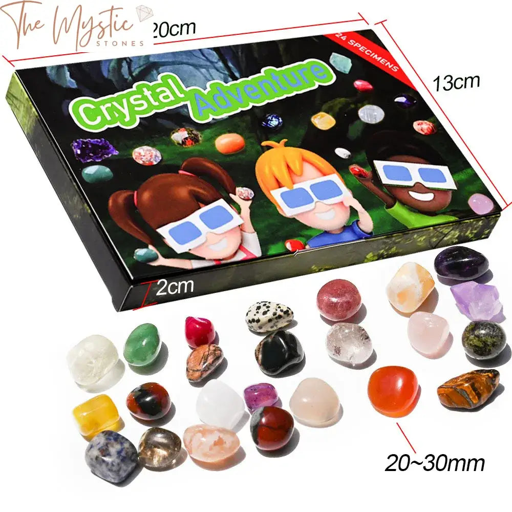 24Pcs Natural Tumbled Gemstone And Crystal Chakra Set