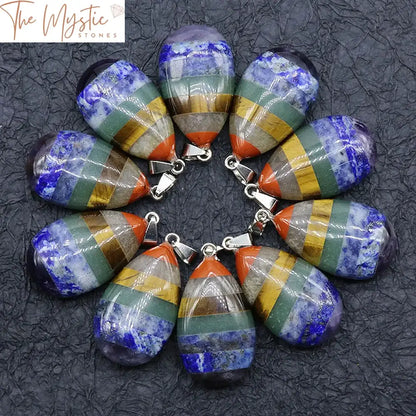 7 Chakra Agate Crystal Heart Pendant