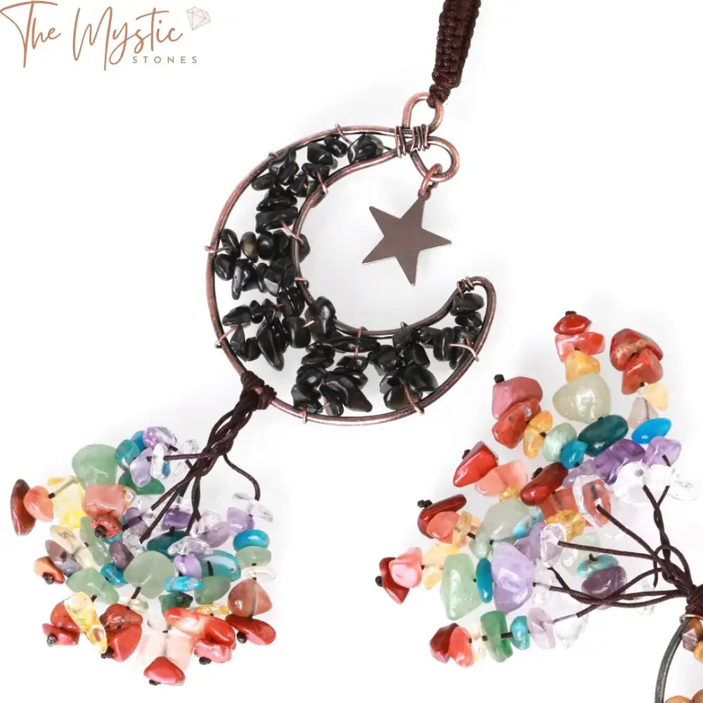 7 Chakra Crescent Moon Car Pendant