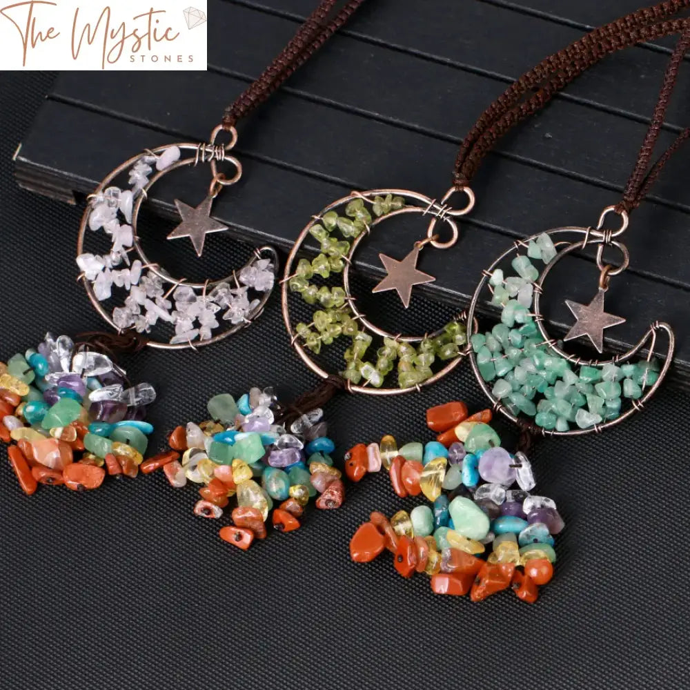 7 Chakra Crescent Moon Car Pendant