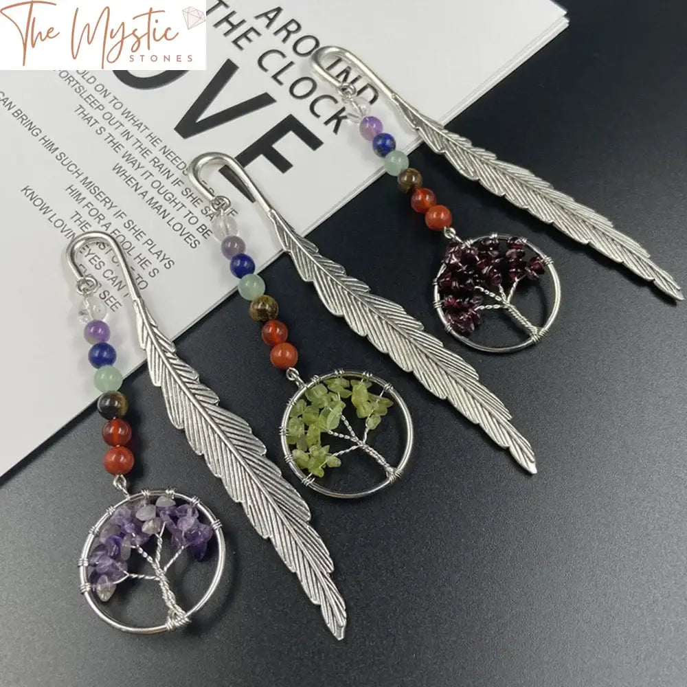 7 Chakra Crystal Feather Bookmark