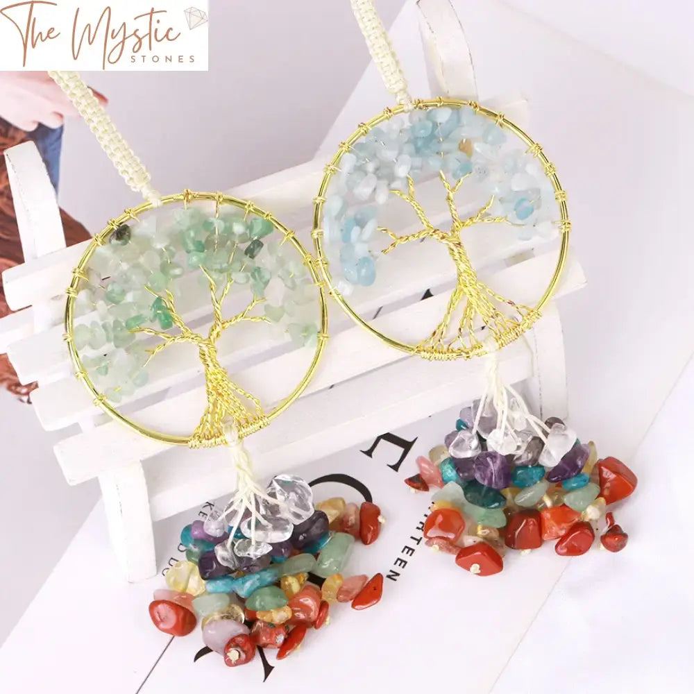 7 Chakra Crystal Tree Of Life Car Pendant