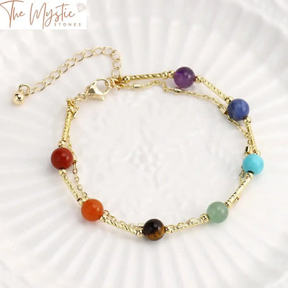 7 Chakra Double Layer Sun Stone Bracelet