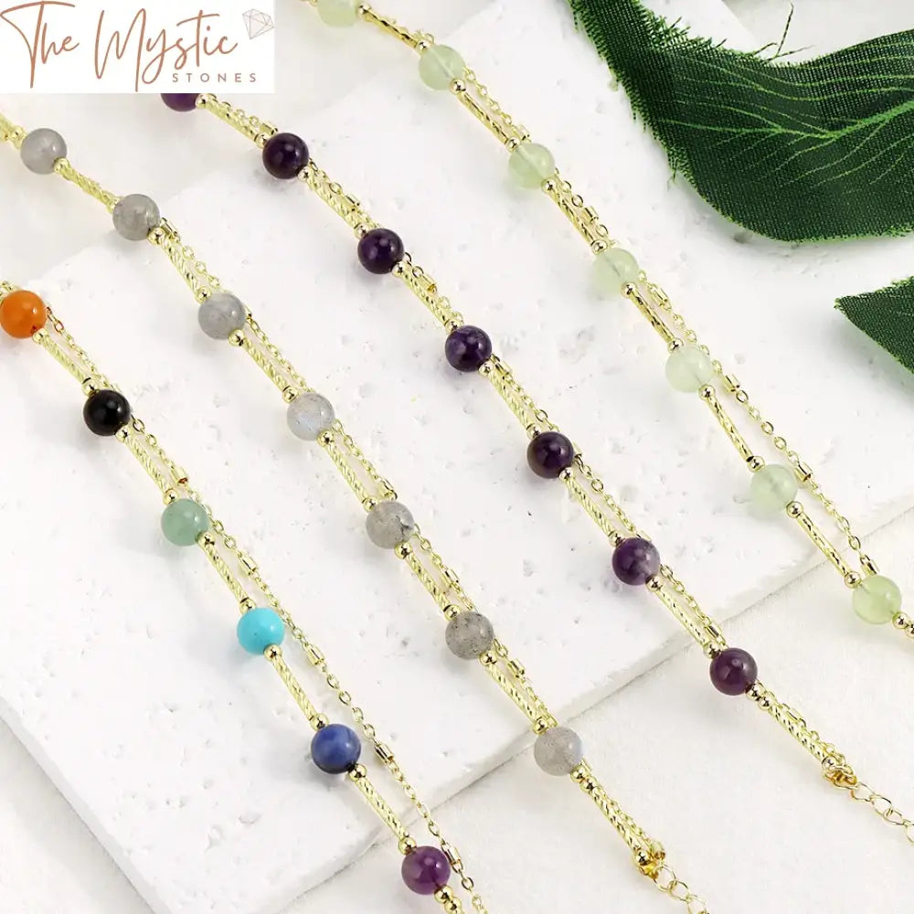 7 Chakra Double Layer Sun Stone Bracelet