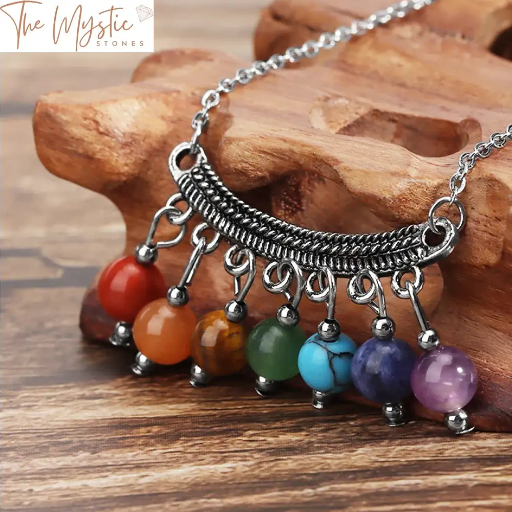 7 Chakra Healing Stone Tassel Necklace