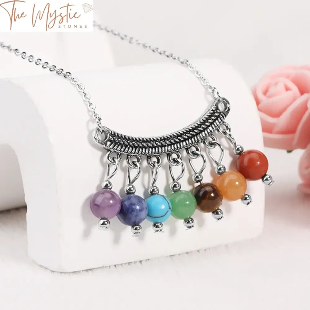 7 Chakra Healing Stone Tassel Necklace