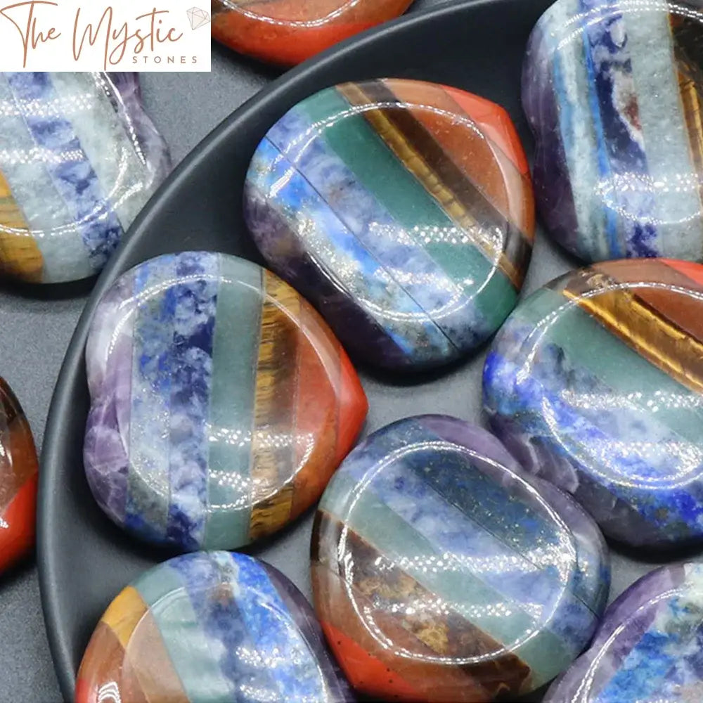 7 Chakra Heart-Shaped Worry Stone