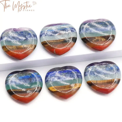 7 Chakra Heart-Shaped Worry Stone