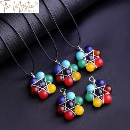 7 Chakra Hexagram Star Crystal Pendant