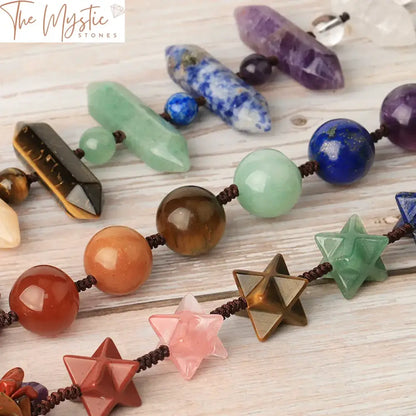 7 Chakra Merkaba Hexagon Prism Stone Car Hanging