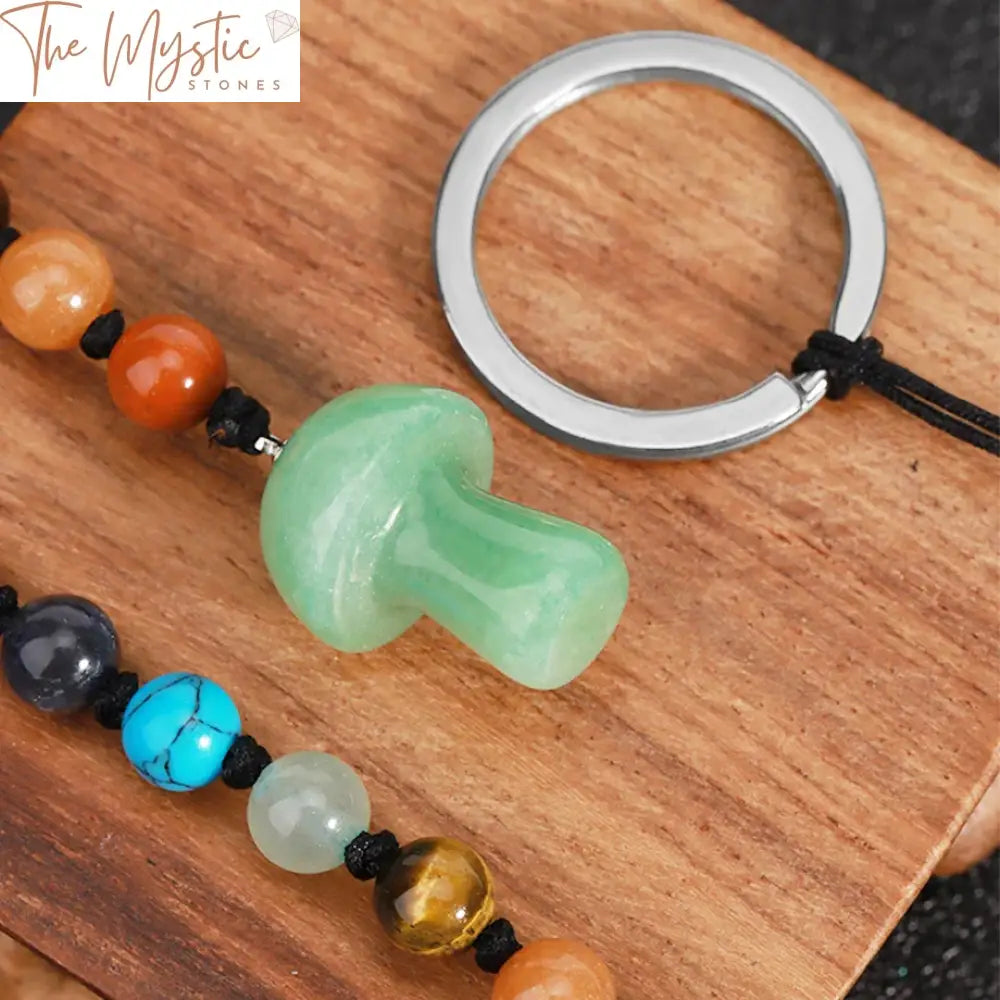 7 Chakra Mushroom Crystal Keychain