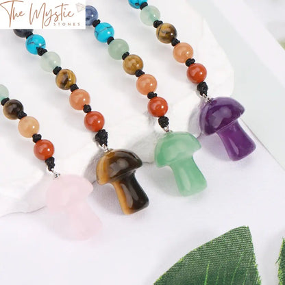 7 Chakra Mushroom Crystal Keychain