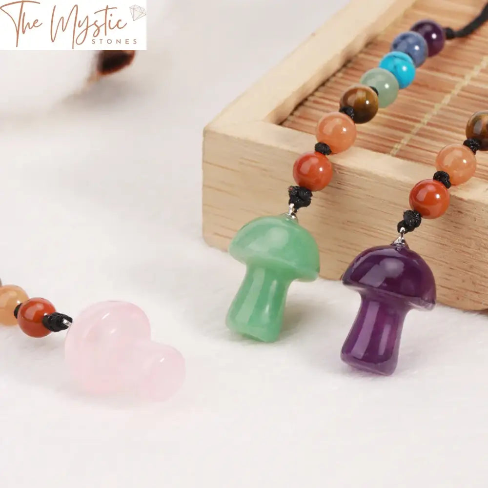 7 Chakra Mushroom Crystal Keychain