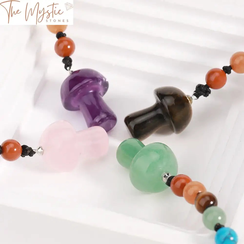 7 Chakra Mushroom Crystal Keychain