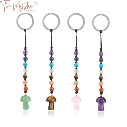 7 Chakra Mushroom Crystal Keychain