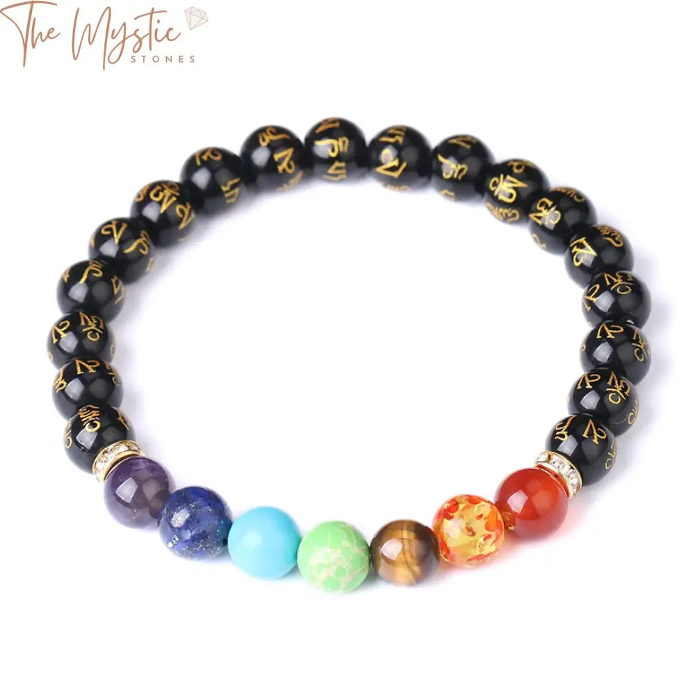 7 Chakra Natural Crystal & Lava Stone Bracelet