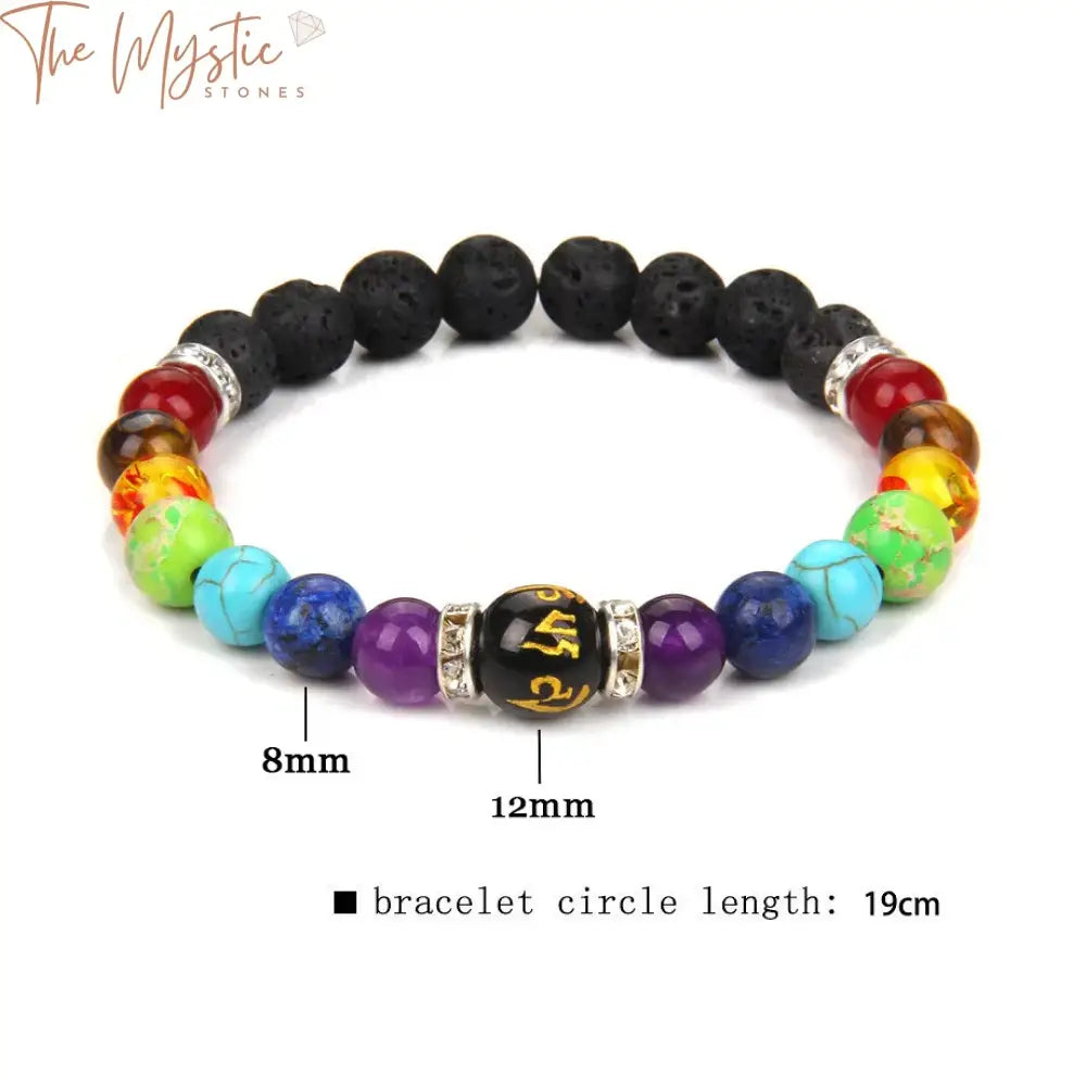 7 Chakra Natural Crystal & Lava Stone Bracelet