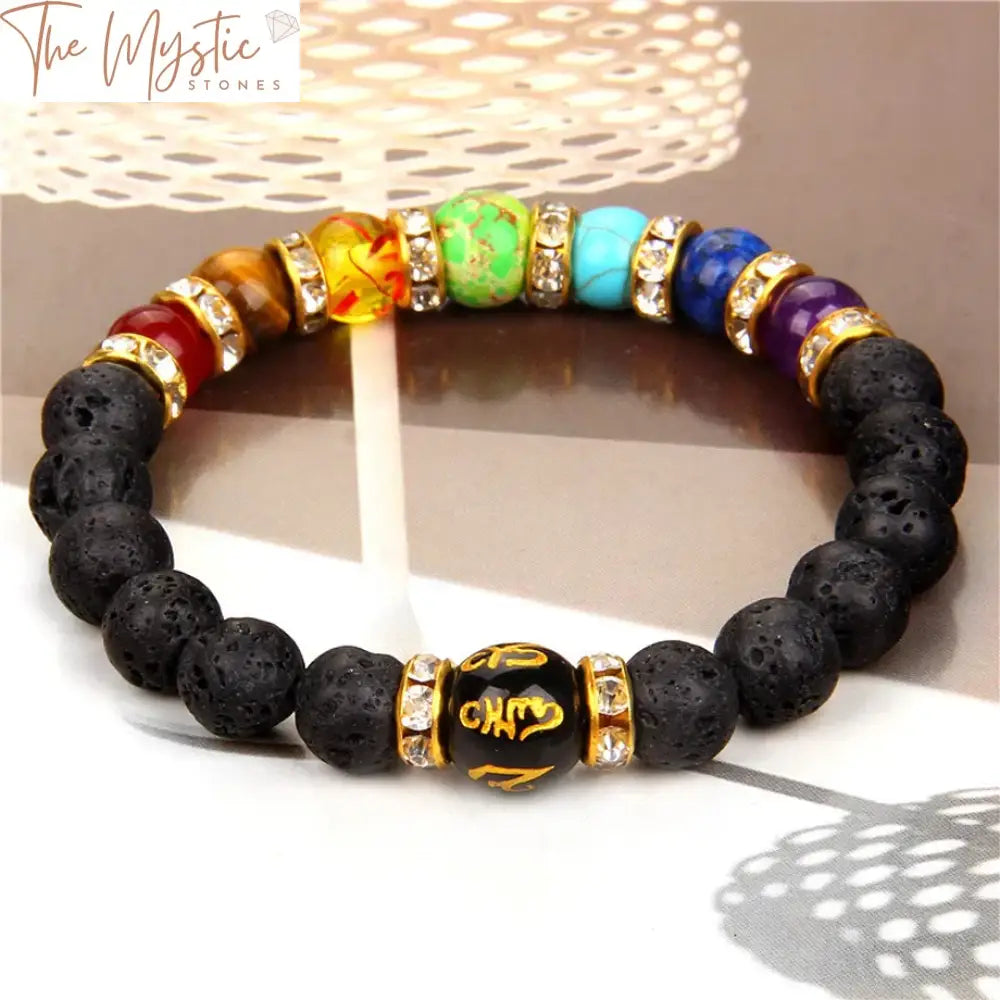 7 Chakra Natural Crystal & Lava Stone Bracelet