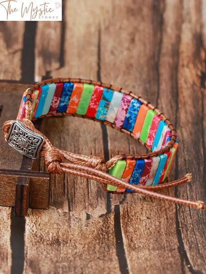 7 Chakra Natural Stone Leather Wrap Bracelet