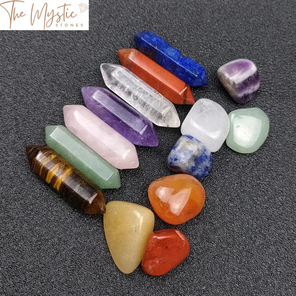 7 Chakra Obelisk Crystal Set - Double-Pointed Quartz Columns For Energy Healing And Home Decor