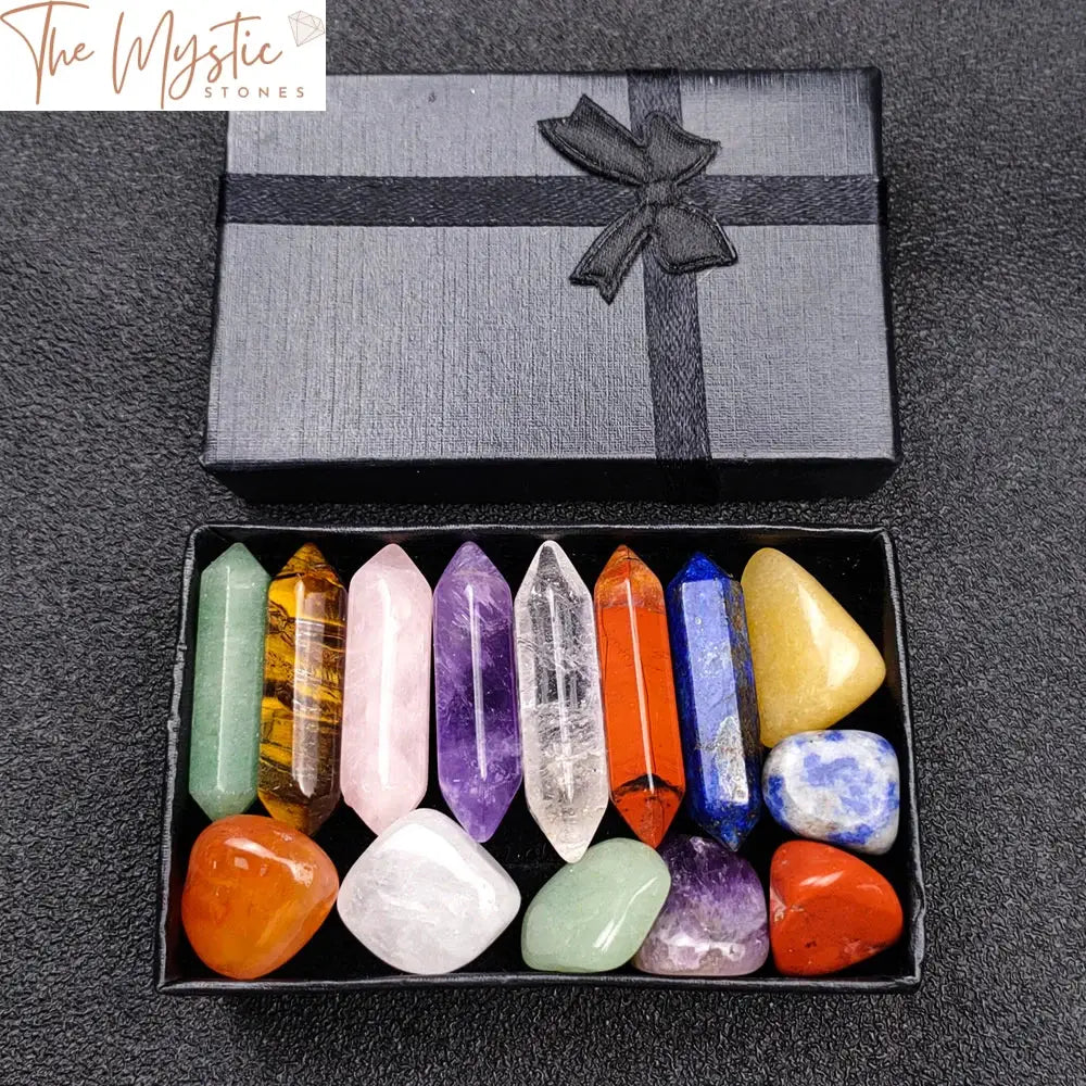 7 Chakra Obelisk Crystal Set - Double-Pointed Quartz Columns For Energy Healing And Home Decor