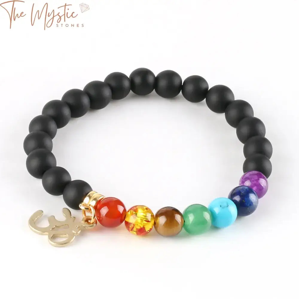 7 Chakra Om Buddha 8Mm Beaded Bracelet