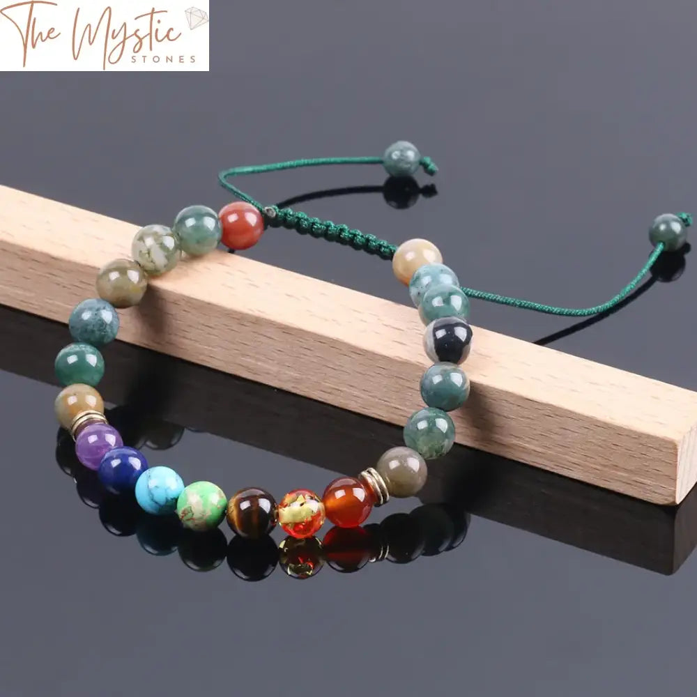 7 Chakra Onyx Balance Bracelet - Adjustable Mixed Stone Bangle