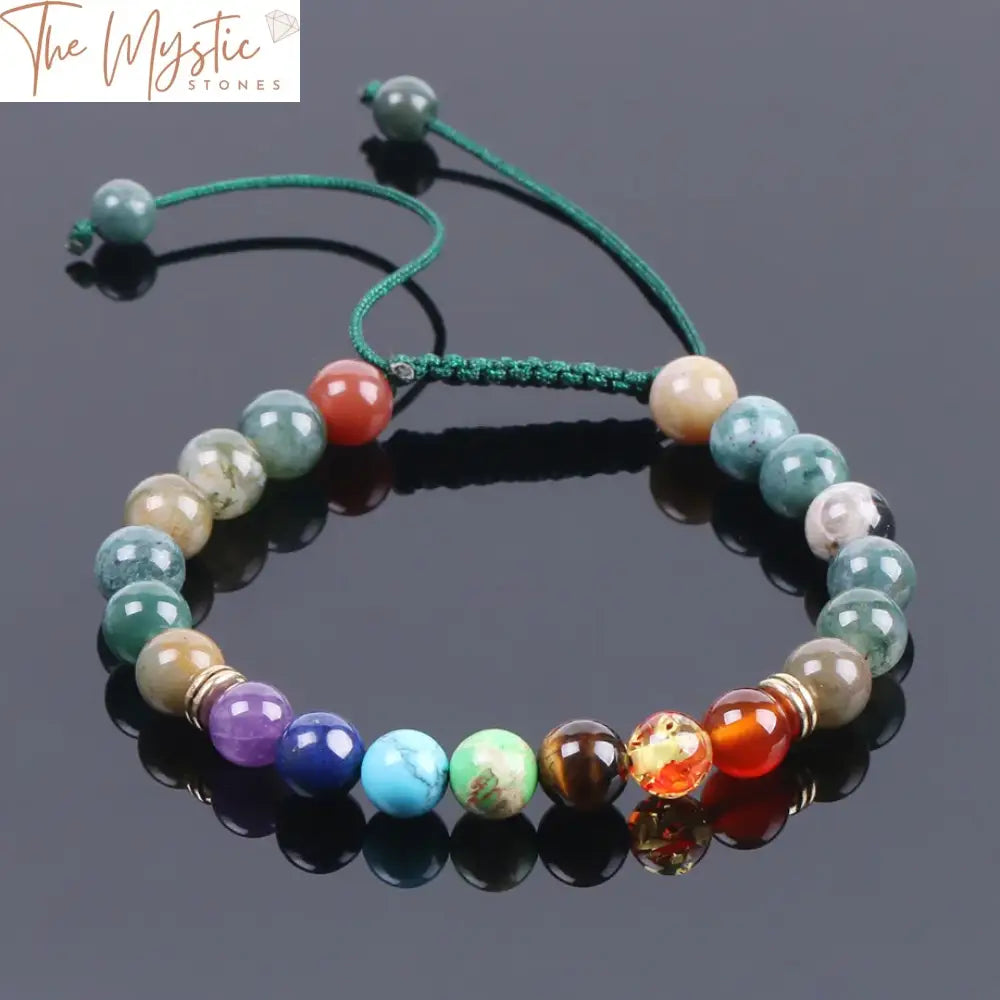 7 Chakra Onyx Balance Bracelet - Adjustable Mixed Stone Bangle