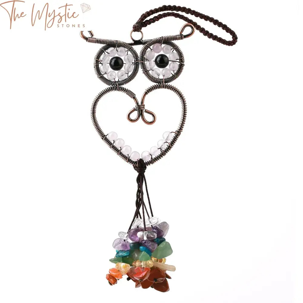 7 Chakra Owl Crystal Car Pendant