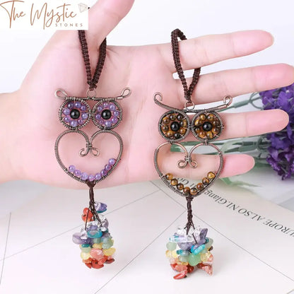 7 Chakra Owl Crystal Car Pendant