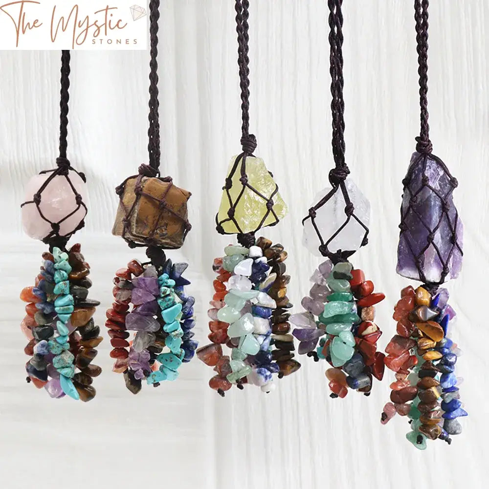 7 Chakra Raw Stone Amethyst Tassel Ornament