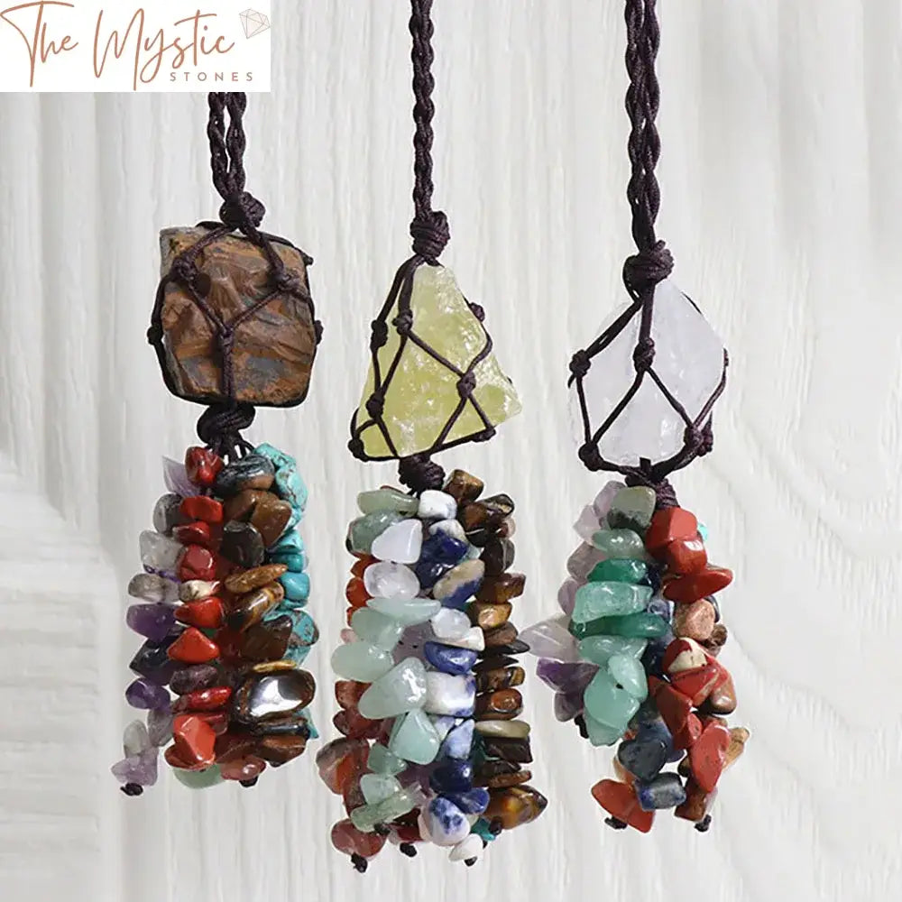 7 Chakra Raw Stone Amethyst Tassel Ornament