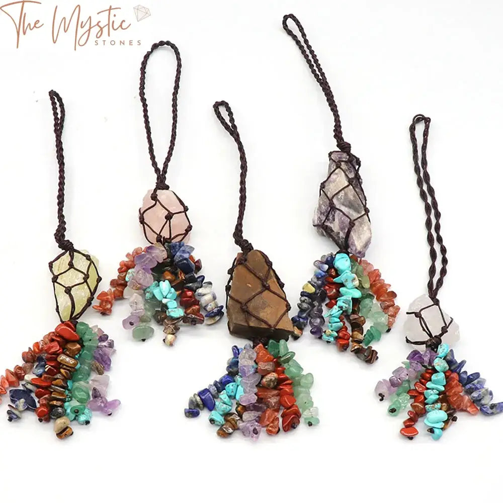 7 Chakra Raw Stone Amethyst Tassel Ornament