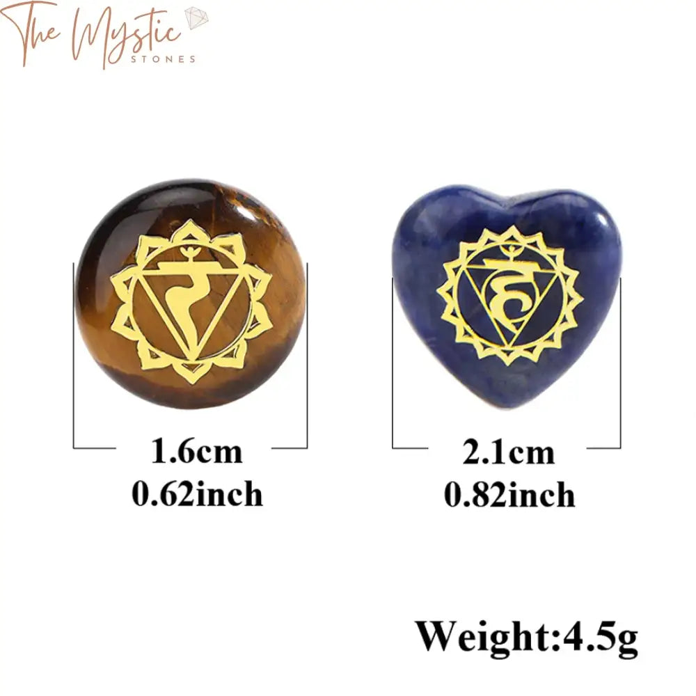 7 Chakra Reiki Crystal Heart Set