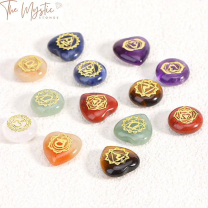 7 Chakra Reiki Crystal Heart Set