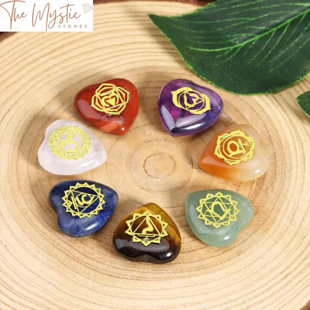 7 Chakra Reiki Crystal Heart Set