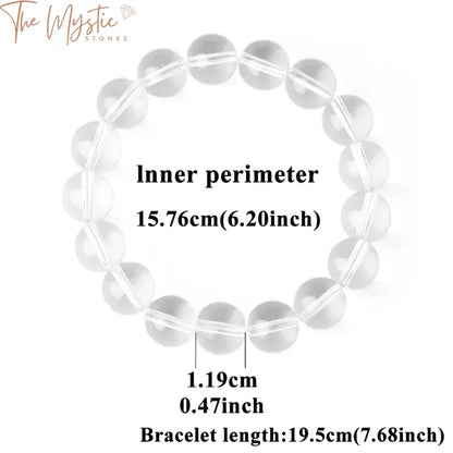 Aaa + White Clear Quartz Gemstone Bracelet 12Mm