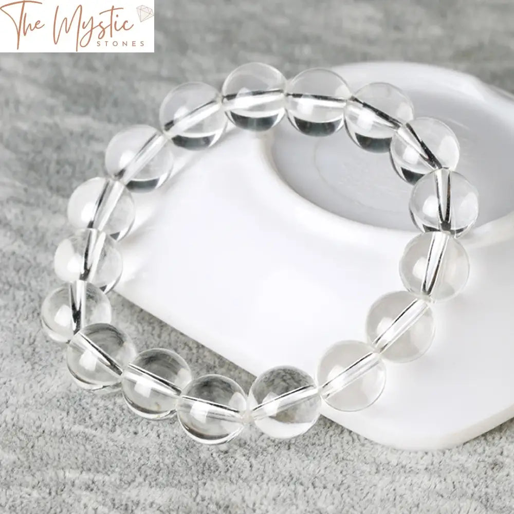 Aaa + White Clear Quartz Gemstone Bracelet 12Mm