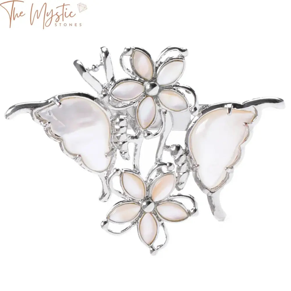 Abalone Butterfly Brooch - Black & White