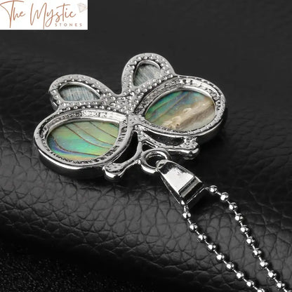 Abalone Butterfly Zircon Pendant Necklace