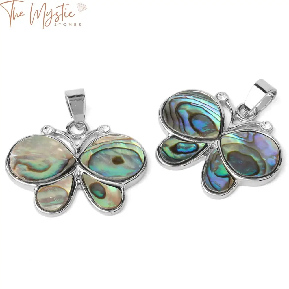 Abalone Butterfly Zircon Pendant Necklace