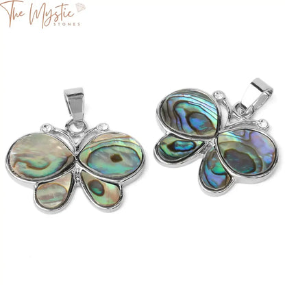 Abalone Butterfly Zircon Pendant Necklace