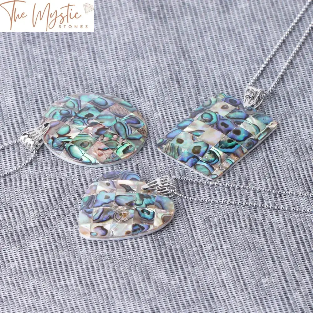 Abalone Heart & Teardrop Shell Pendant Necklace