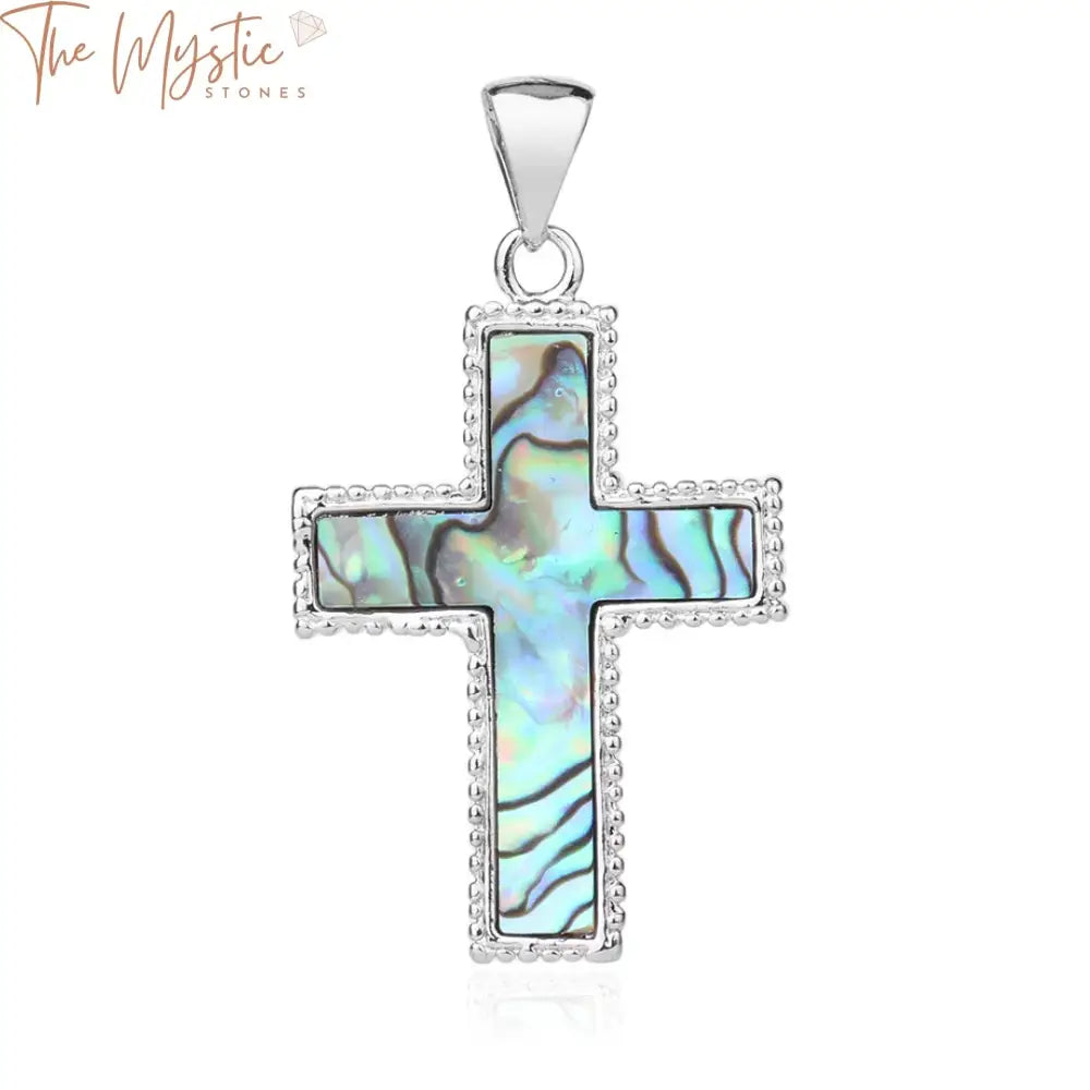 Abalone Paua Shell Cross Pendant Necklace