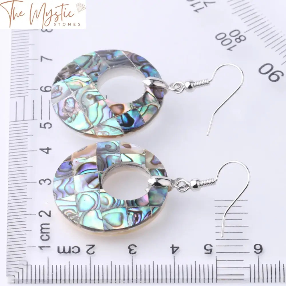 Abalone Seashell Retro Donut Earrings