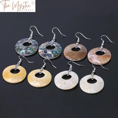 Abalone Seashell Retro Donut Earrings