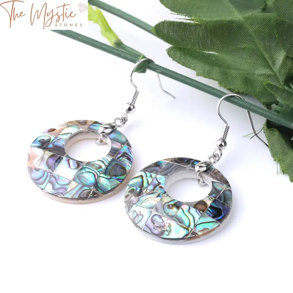 Abalone Seashell Retro Donut Earrings