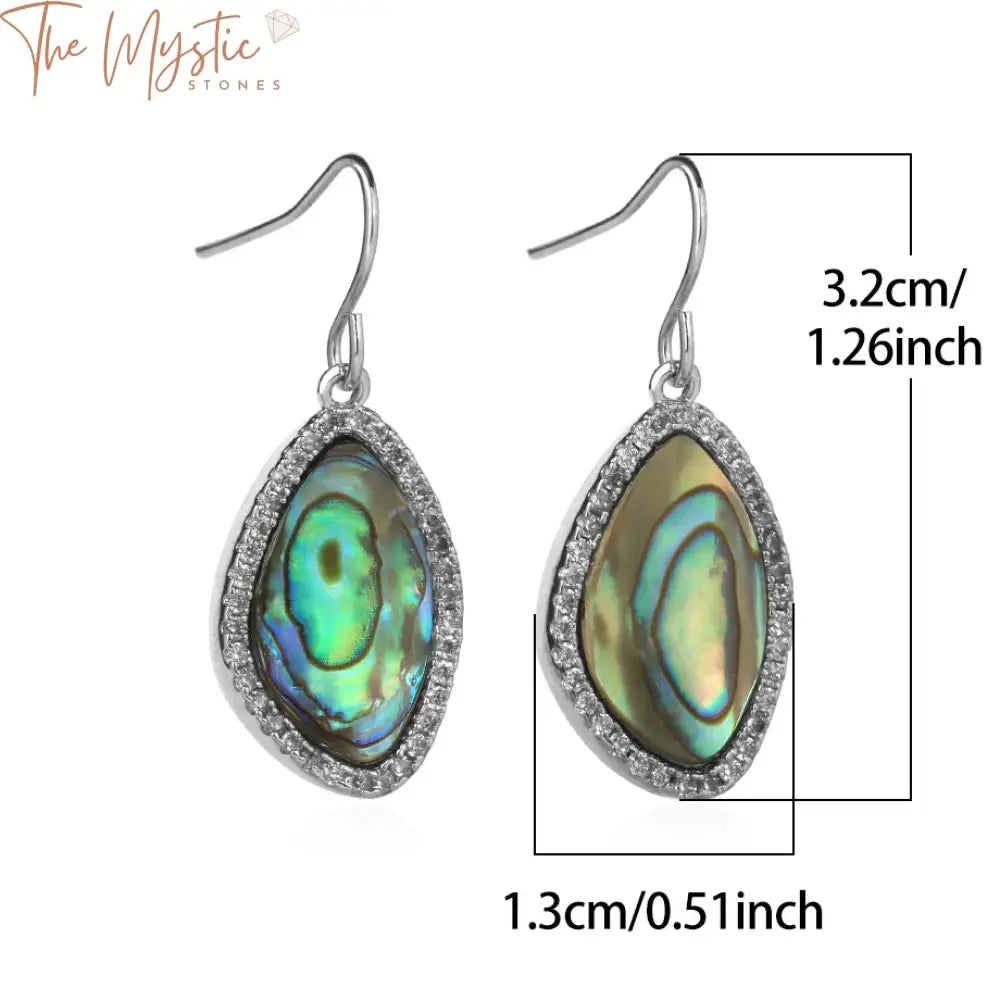 Abalone Shell & Cz Crystal Dangle Earrings