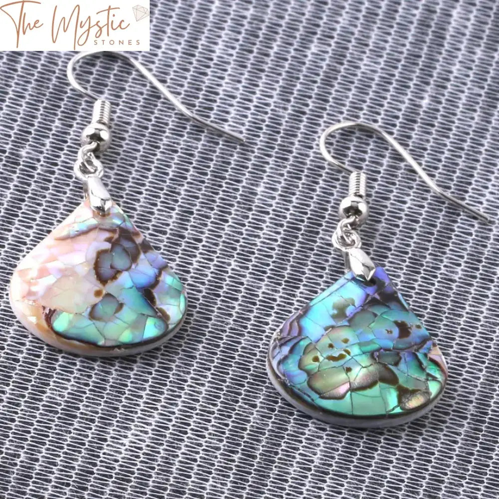 Abalone Shell Geometric Drop Earrings