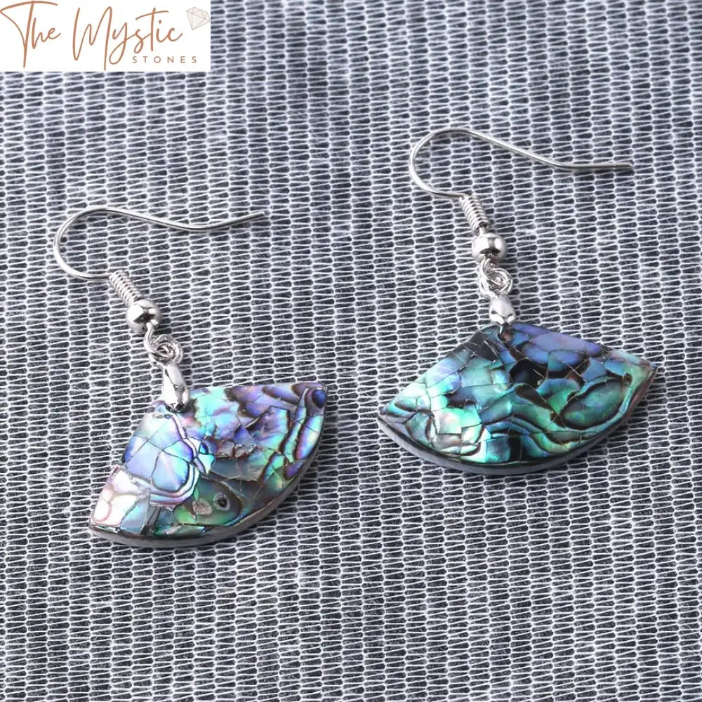 Abalone Shell Geometric Drop Earrings